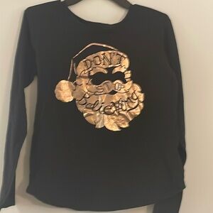 Youth XL/14 black long sleeve Christmas shirt “don’t stop believing”